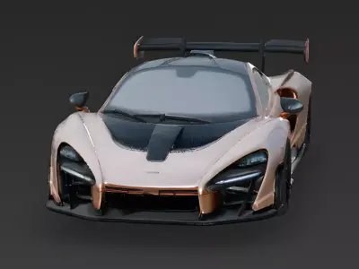 Metallic Rose Gold Hypercar 3D Model Low-poly 3D model
