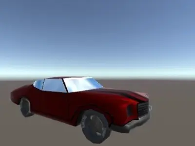 Gameready muscle-car car in desert Free low-poly 3D model