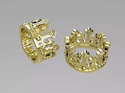 Crown Ring 3D print model 7