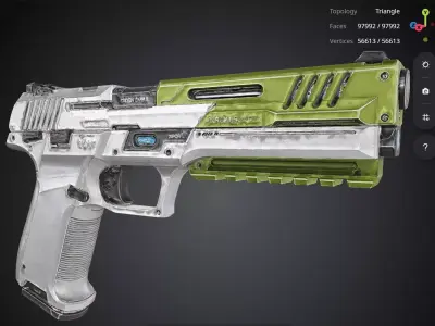 Futuristic Pistol Green 3D model