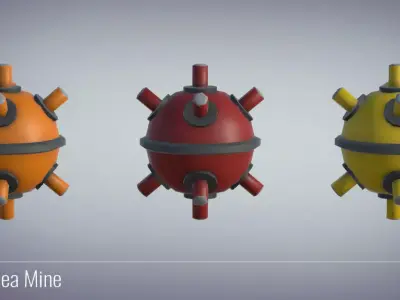 3D Sea Mine - Military Naval Weapons Low-poly 3D model