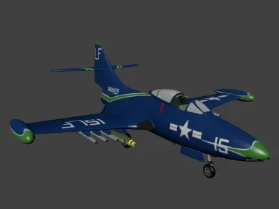 Grumman F9F Panther Free low-poly 3D model