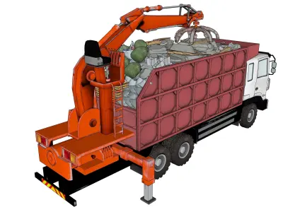 ClawTruck garbage truck with crane 3D model