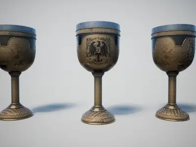 Gold Goblet Low-poly 3D model
