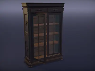 Antique bookcase  Low-poly 3D model