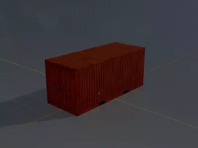 20ft Shipping Container signal orange  Low-poly 3D model