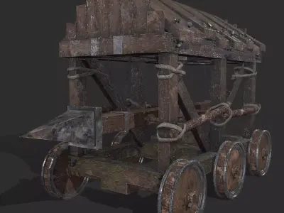 War Mechanism Battering Ram Low-poly 3D model