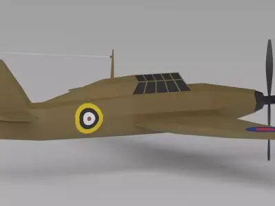 Hawker Hurricane WW2 Fighter Low-poly 3D model