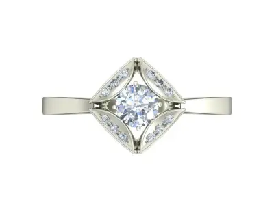 Solitaire Engagement Art Deco Ring 3D print model 35