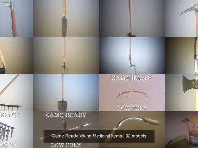 Game Ready Viking Medieval items 3D Model Pack