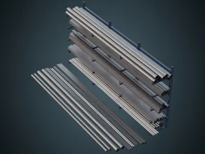 Pipe Rack 1A Low-poly 3D model