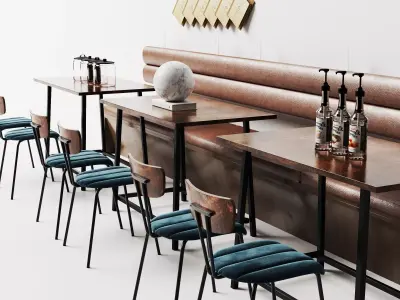 Industrial Cafe Dining Area And Coffee Shop Scene 3D model