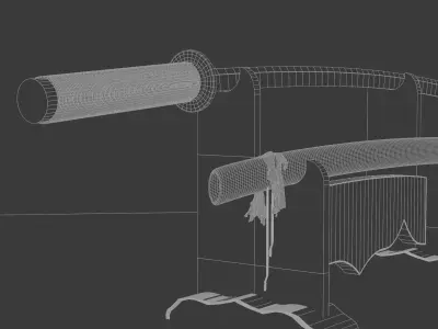 Samurai Katana Sword 3D Model Low-poly 3D model