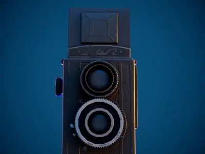 Lubitel 2 Game Ready LowPoly PBR camera Low-poly 3D model