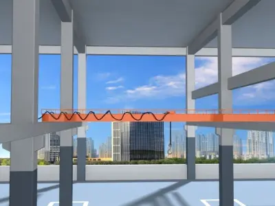 crane industrial building with 3D model