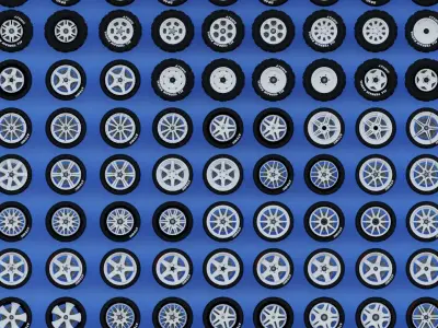 300 Wheels for Car and Motorcycle Collection Textured  Low-poly 3D model