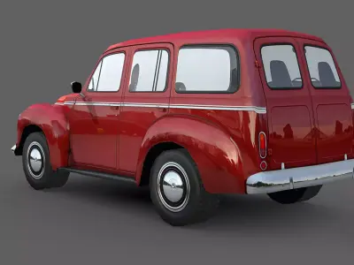 Vintage Family Car Low-poly 3D model