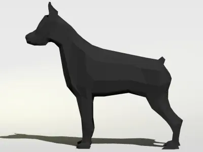Doberman dog stands Low-poly 3D model