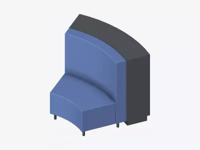 Shelving - Library - Integral - Curve - 3 Tier - Seating Low-poly 3D model
