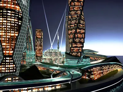  Realistic Future City 1 Day and Night Collection 