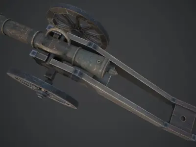 Medieval Cannon Low-poly 3D model