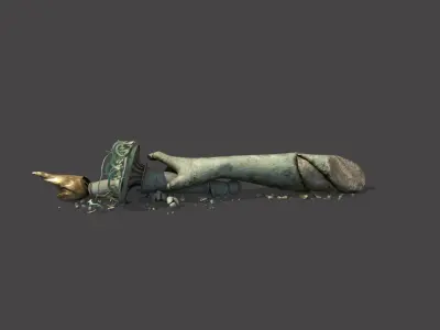 Broken Down  Statue Of Libertys Hand and Torch 3D model
