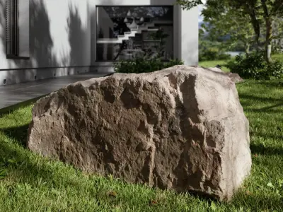 Pale Cubed Rippled Large Rock Boulder Model 