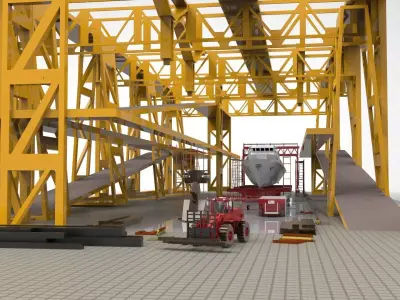 Shipbuilding military ship in Shipyard Industry 3D model