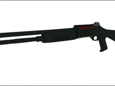 Low Poly M4 Tactical Shotgun Low-poly 3D model