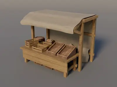 Medieval Market Set  Low-poly 3D model