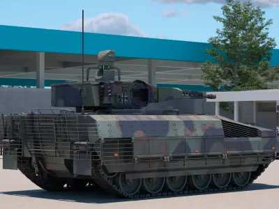 Puma German IFV Military Tank Green Rigged 3D model