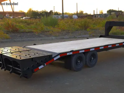 Flat Bed Gooseneck Pickup Trailer 3D model