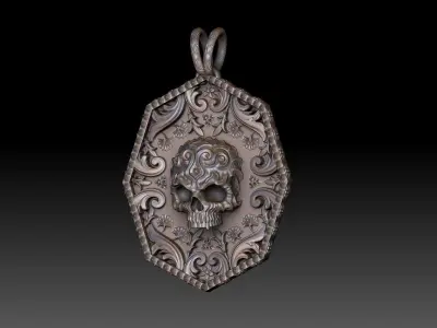 Deco Skull Pendant 3D print model