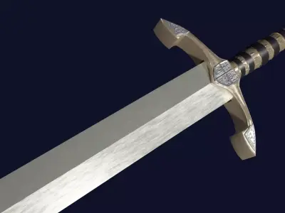 Spatha sword with Excalibur handle Low-poly 3D model