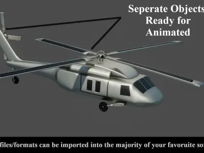 Helicopter - Game Ready - PBR 3D model Low-poly 3D model
