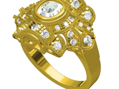 Antique Art Deco Engagement Ring 3D print model get