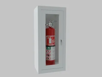 Fire Extinguisher Wall Cabinet - Safety and Emergency Equipment Low-poly 3D model