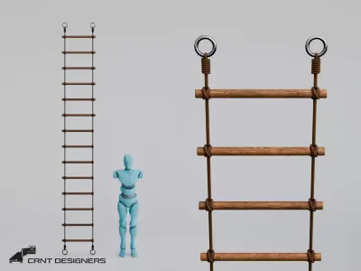 Medieval Rope Ladder Low-poly 3D model