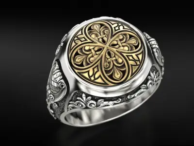 Antique patterned ring 709 3D print model