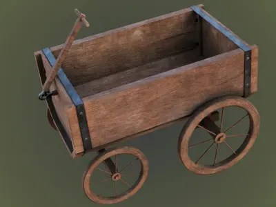 Wooden Cart02 All PBR Unity UE Textures Included Low-poly 3D model