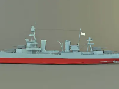 USS Pensacola CA-24 cruiser 1941 warship 3D model