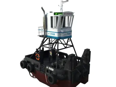 Truckable Push Boat  Low-poly 3D model