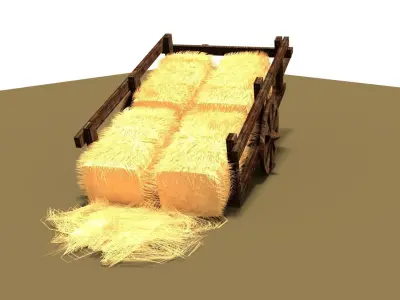 Hay Cart Free low-poly 3D model
