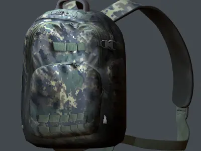 Backpack military combat Black baggage Low-poly Low-poly 3D model 6