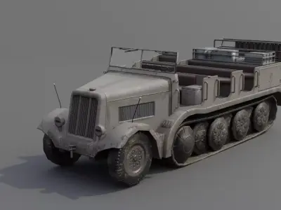 Sd Kfz 7 Famo Heavy Halftrack Low-poly 3D model