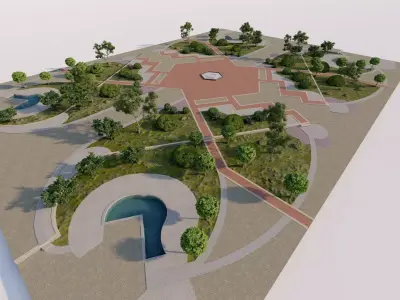 public park-Private Park Landscape 3D model 3