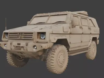 Realistic Sci-Fi Armored Expedition SUV Low-poly 3D model