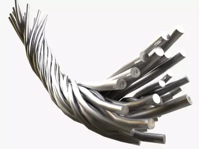 Metal wire cable structure Low-poly 3D model