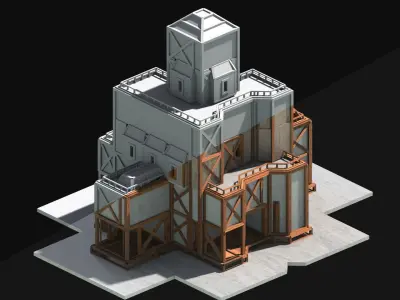 Medieval Low Poly Building Castle Wooden Village Stone House 08 Low-poly 3D model