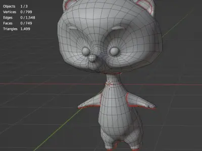 baby bear character Low-poly 3D model